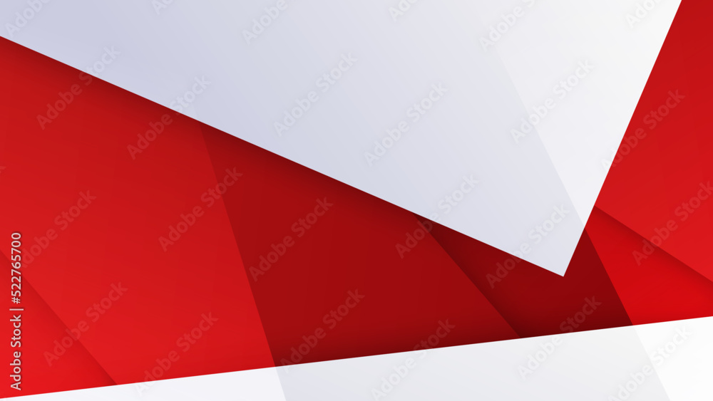 Modern red and white geometric shapes abstract background geometry shine and layer element vector for presentation design. Suit for business, corporate, institution, party, festive, seminar, and talks