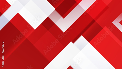 Modern red and white geometric shapes abstract background geometry shine and layer element vector for presentation design. Suit for business, corporate, institution, party, festive, seminar, and talks
