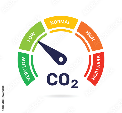 CO2 carbon dioxide gauge indicator measurement vector illustration.