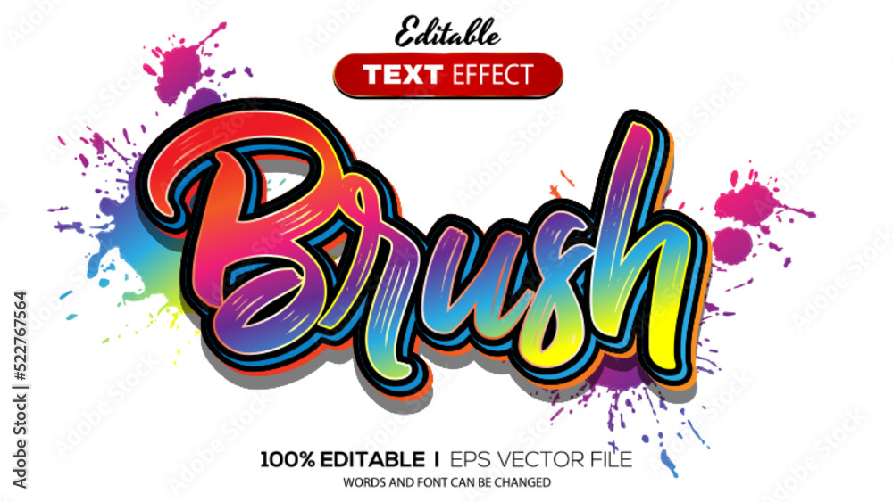 3D brush text effect Editable text effect Stock Vector Adobe Stock