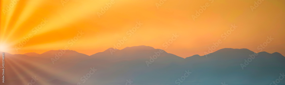Mountains sunset panorama landscape with sunset sky