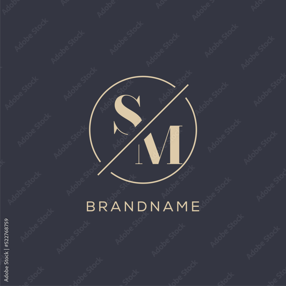 Initial letter SM logo with simple circle line, Elegant look monogram ...