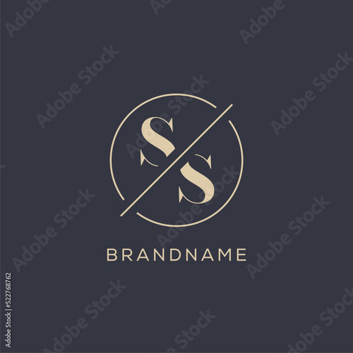 Initial letter SS logo with simple circle line, Elegant look monogram logo style