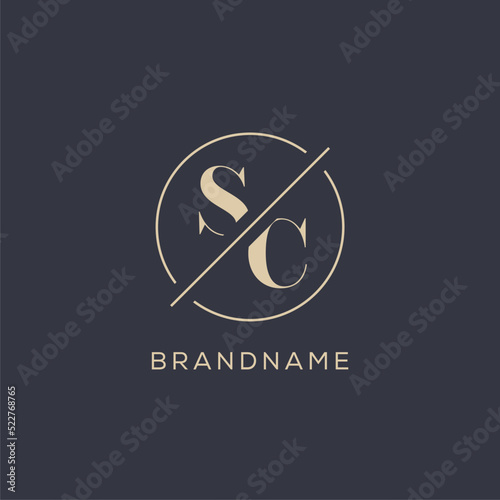 Initial letter SC logo with simple circle line, Elegant look monogram logo style