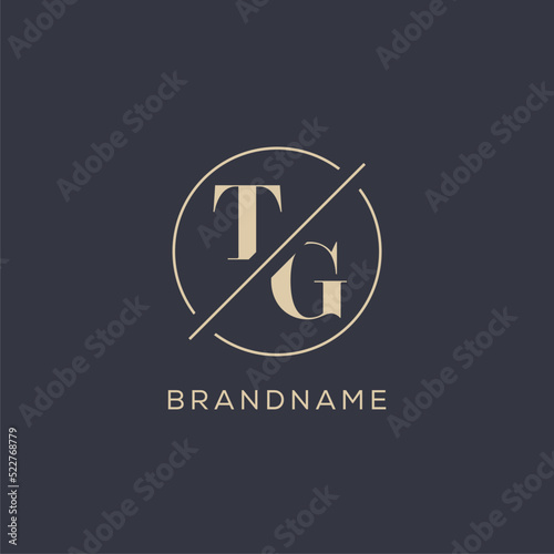 Initial letter TG logo with simple circle line, Elegant look monogram logo style