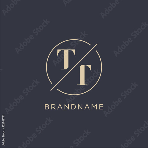 Initial letter TT logo with simple circle line, Elegant look monogram logo style