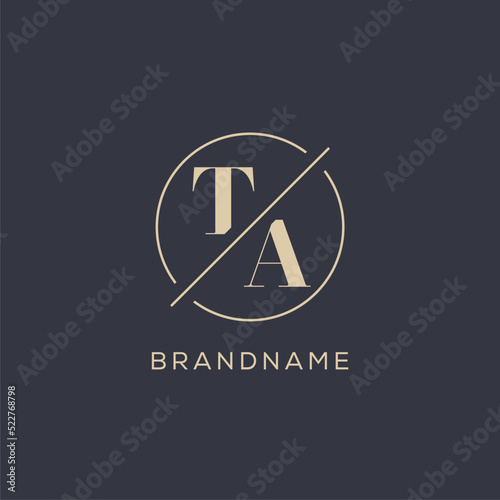 Initial letter TA logo with simple circle line, Elegant look monogram logo style photo