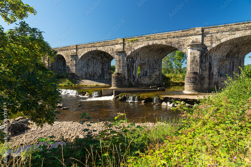 The river South Tyne at Alston Arches, Haltwhistle after a period of dry weather in August 2022
