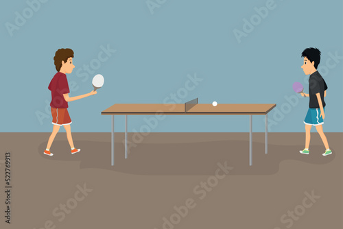 two boyfriends compete for table tennis