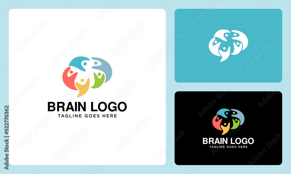human logo vector forming a brain