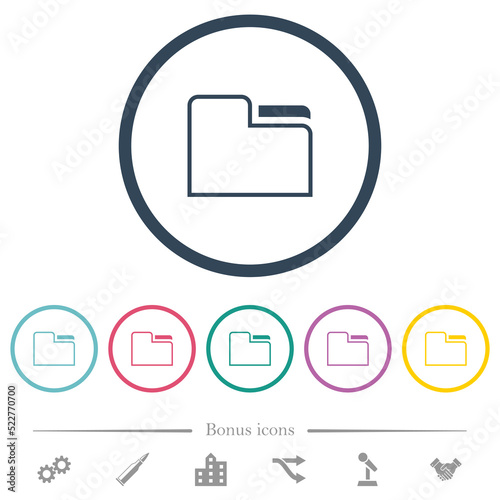 Tab folder outline flat color icons in round outlines