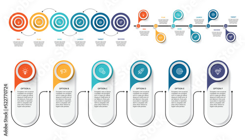 Collection of Business infographic design template with options, steps or processes. Can be used for presentation, diagram, annual report, web design, workflow layout
