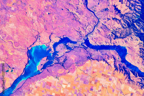 Fototapeta Naklejka Na Ścianę i Meble -  Land feature over Canada. Digital enhancement. Elements by NASA