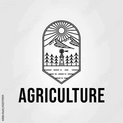 agriculture windmill or propeller on farm logo vector illustration design