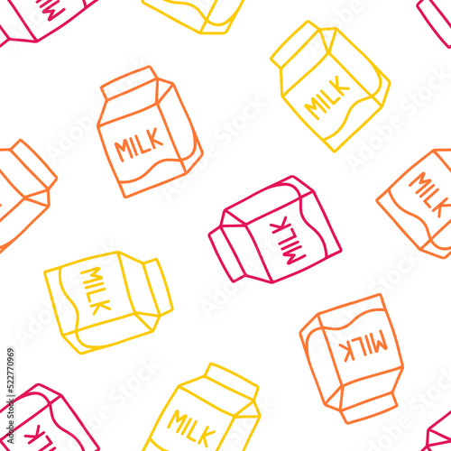 Seamless pattern with colorful milk boxes