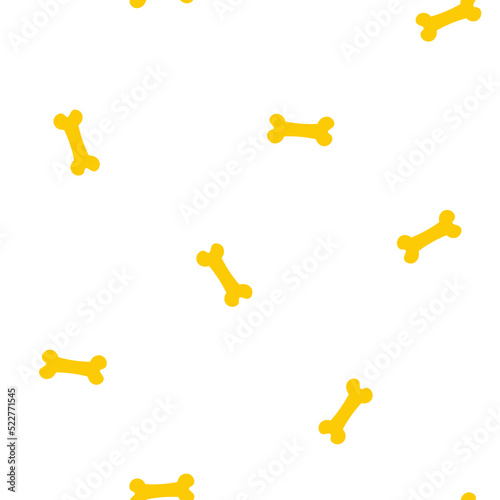 White seamless pattern with yellow dog bones.