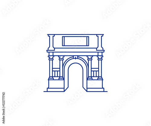 Linear Arch of Titus, Rome, Italy icon design. Triumphal arch tourist architecture vector design. Travel destination of historical buildings line art