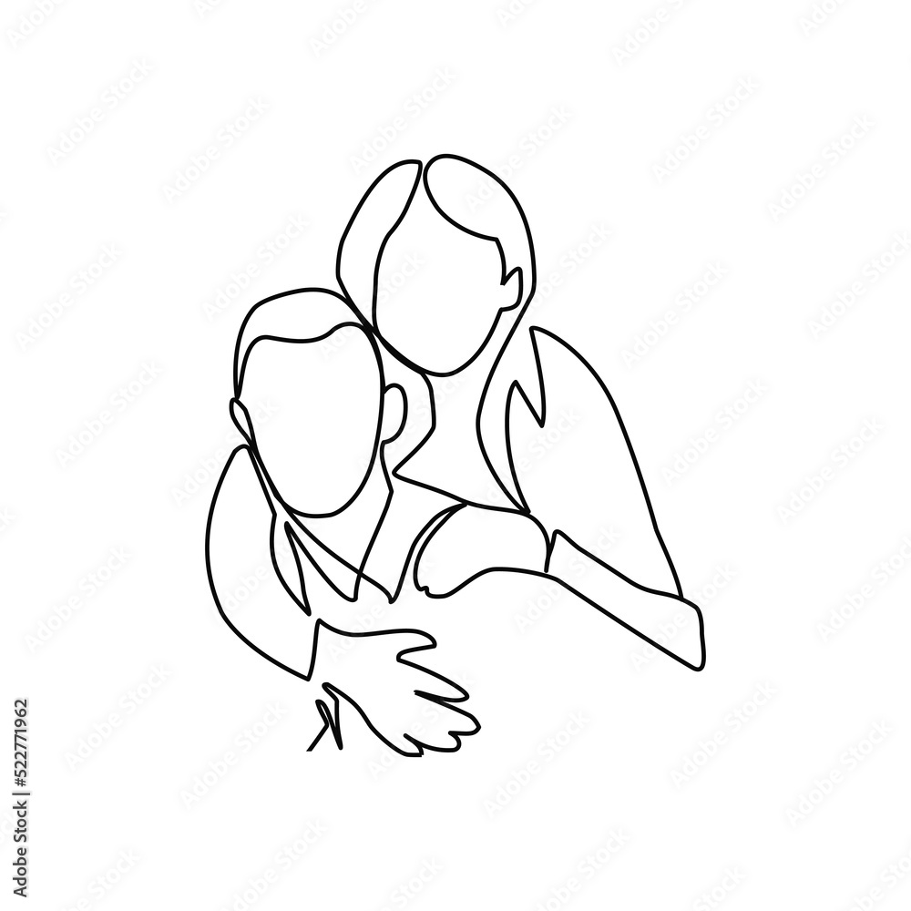 Vector illustration of couple in love in line art style Vector illustration of couple in love in line art style