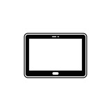 portable computer, internet tablet icon in black flat glyph, filled style isolated on white background
