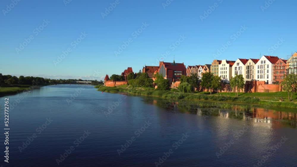 malbork city panorama sunset view river