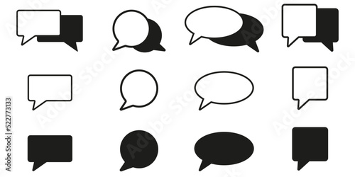 Chat icons vector isolated element on white background. Set of talk bubble speech signs. Vector illustration eps10 photo