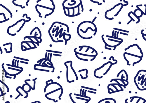Japanese food pattern background for graphic design.A-size horizontal.
