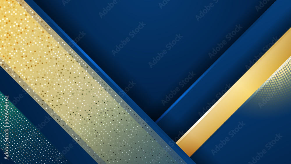Luxury blue background with golden line and gold glitter Luxury blue background with golden line and gold glitter