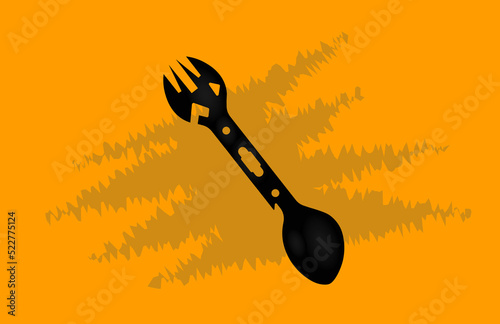 spoon-fork universal tourist on a yellow background