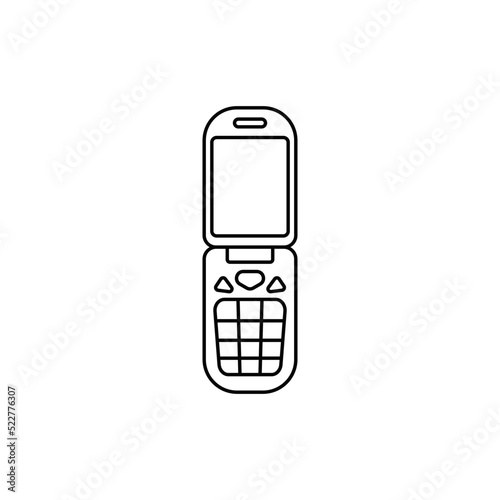  flip mobile phone icon in line style icon, isolated on white background