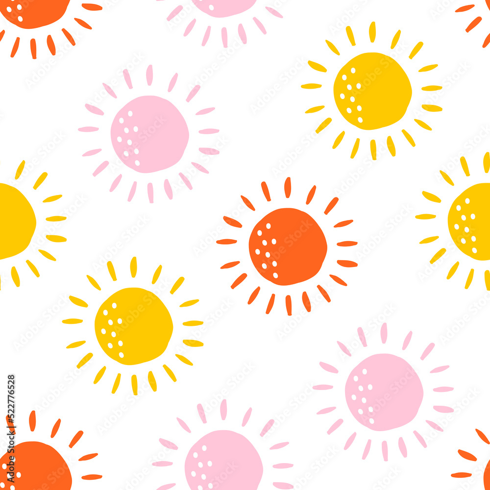 Fototapeta premium Seamless pattern with colorful suns.