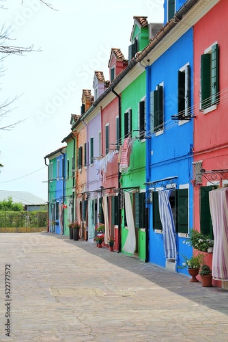 colourful houses on the banks of the canal, Burano, Italy, Veneto, houses in strong colours, architecture of the Venetian lagoon