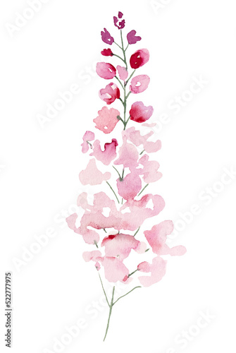 Light pink Watercolor wildflowers and leaves, wedding and greeting illustration elements © katrinshine