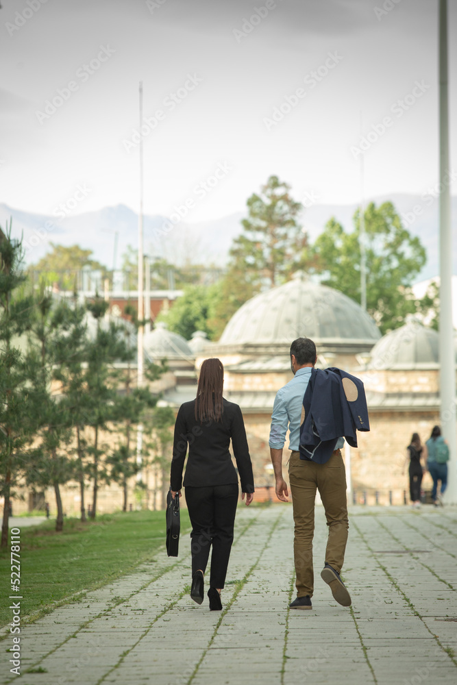 Walking towards the meeting