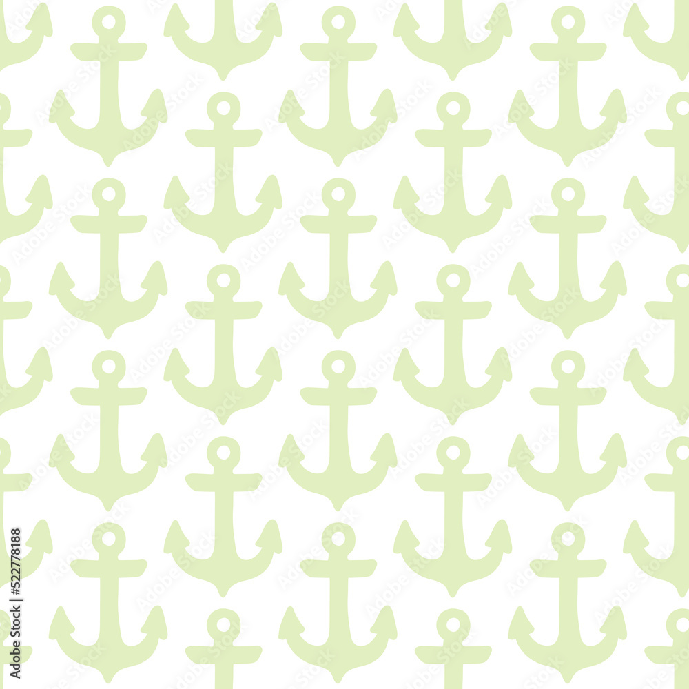 Seamless pattern with green anchors.