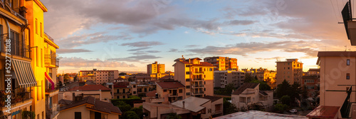 panoramica city skyline with clouds of Aversa at sunset