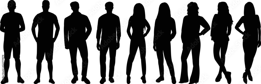 people silhouette on white background isolated, vector