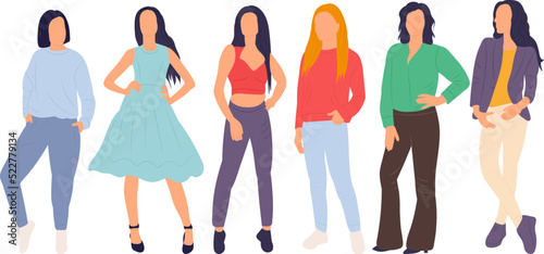 women, girls in flat style, isolated, vector