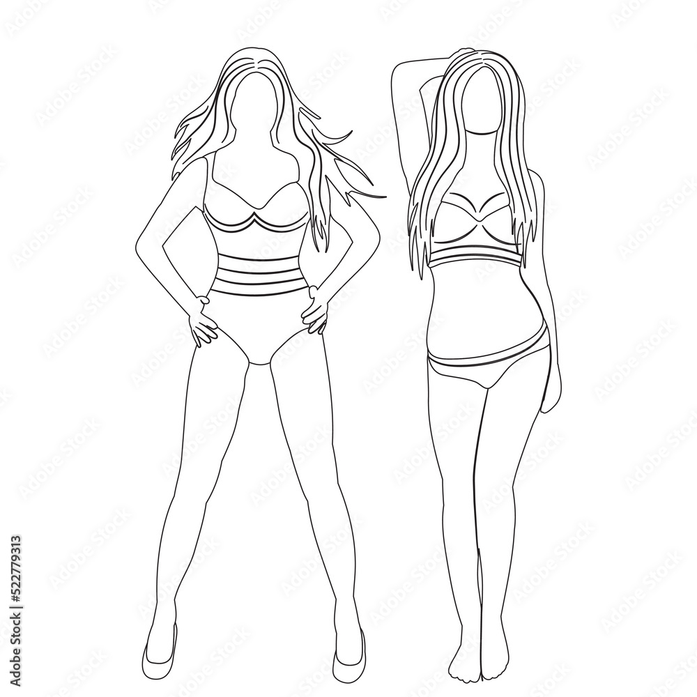 women sexy sketch on white background isolated, vector