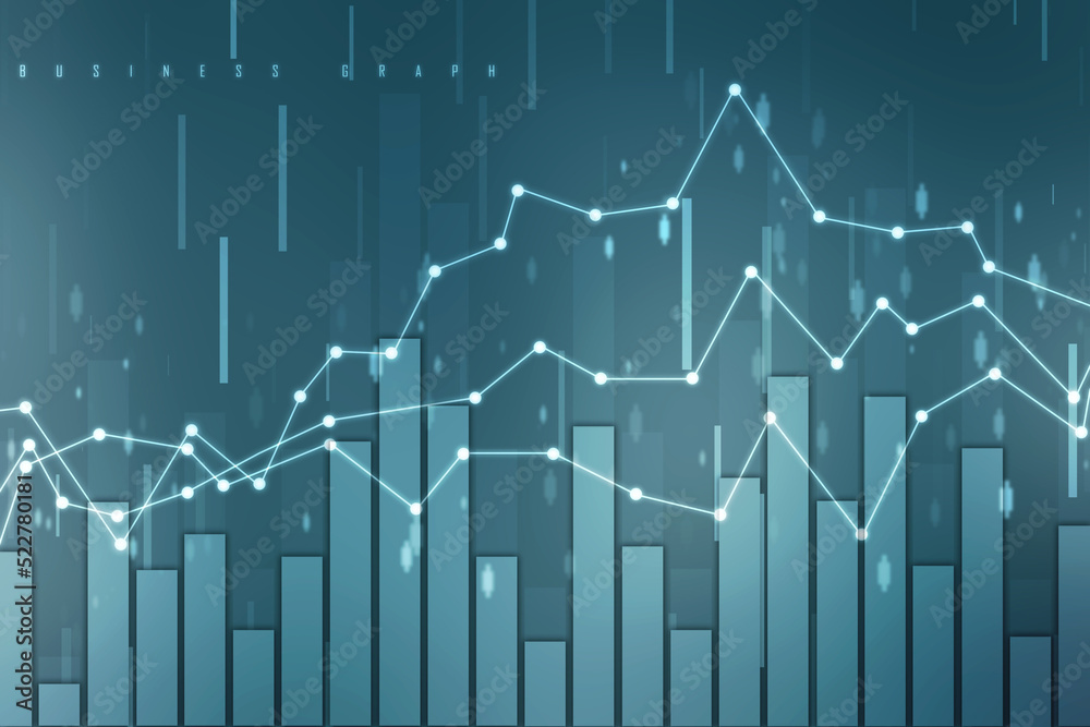 Business Growth graph on technology background, Futuristic raise arrow ...