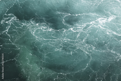 Teal Blue ocean Sea foam Waves patterns © Amy