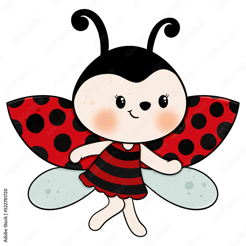 Obraz premium Cute ladybug cartoon design character 