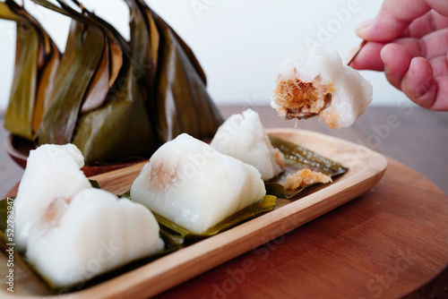 Steamed Flour with Coconut Popular Thai desserts(Kanom Sai Sai) photo
