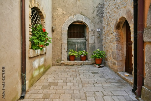 The door of an old house in Pietraroja  a medieval village in the province of Benevento in Campania  Italy.