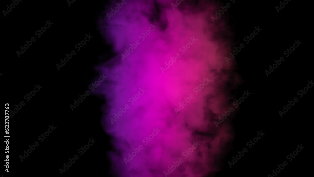 Abstract background with vibrant smoke illuminated by multicolored neon light. Amazing mystic steam on a black background. Smoky pattern. 