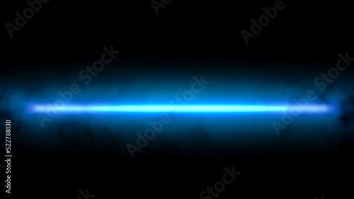 Futuristic glowing background blue bright flashing neon line in smoke, abstract mystic steam, design template, smoky pattern.