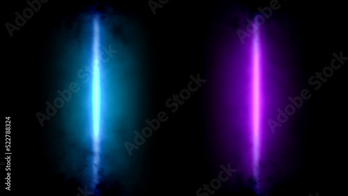 Abstract fluorescent background with colorful bright neon lines in smoke, magic steam, design template, smoky pattern.