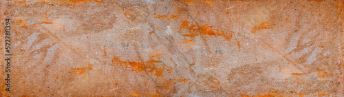 Old aged weathered rusty scratched grunge orange brown metal steel texture - Rust background banner panorama