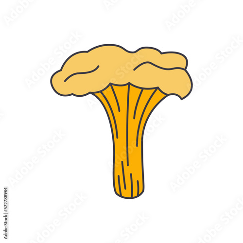 Chanterelle Mushroom icon in color, isolated on white background 
