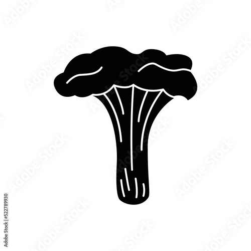 Chanterelle Mushroom  icon in black flat glyph, filled style isolated on white background