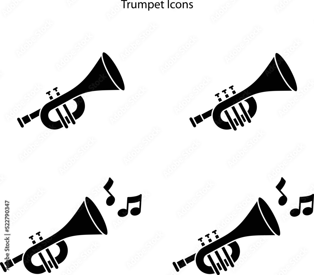trumpet icons isolated on white background from music instruments ...
